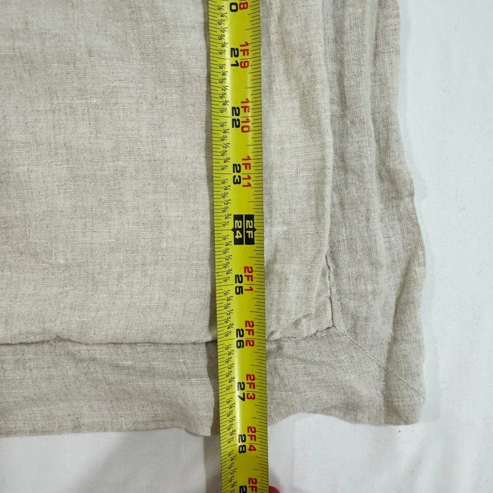 Pottery Barn Euro Sham Quilted Linen Cotton Blend 26x26 Flax Beige Neutral